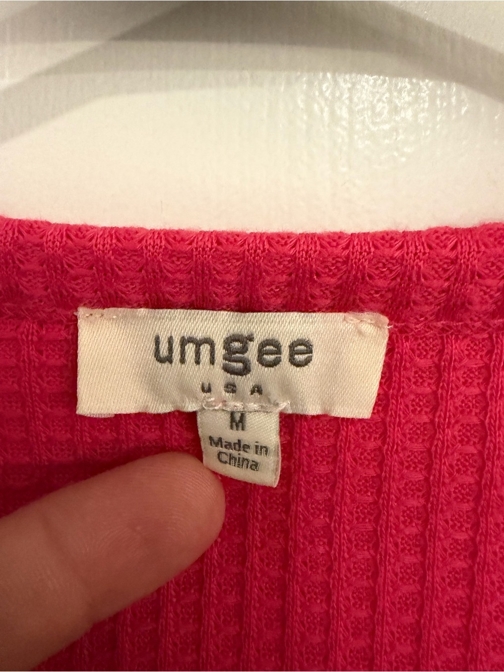 Umgee Hot Pink Babydoll Blouse Waffle Knit Gauze Top Medium - Picture 4 of 6